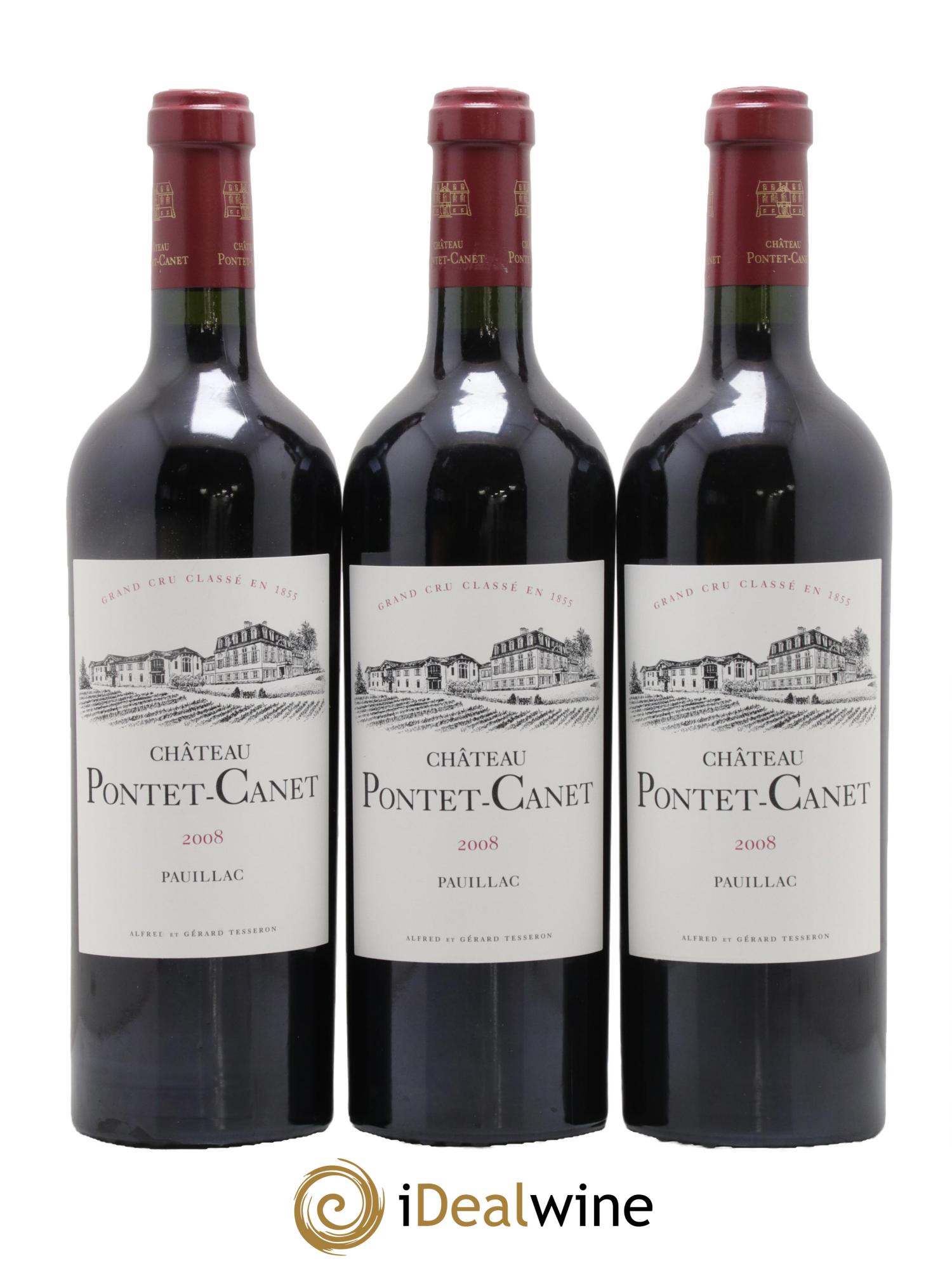 Château Pontet Canet 5ème Grand Cru Classé 2008 - Lotto di 3 bottiglie - 0