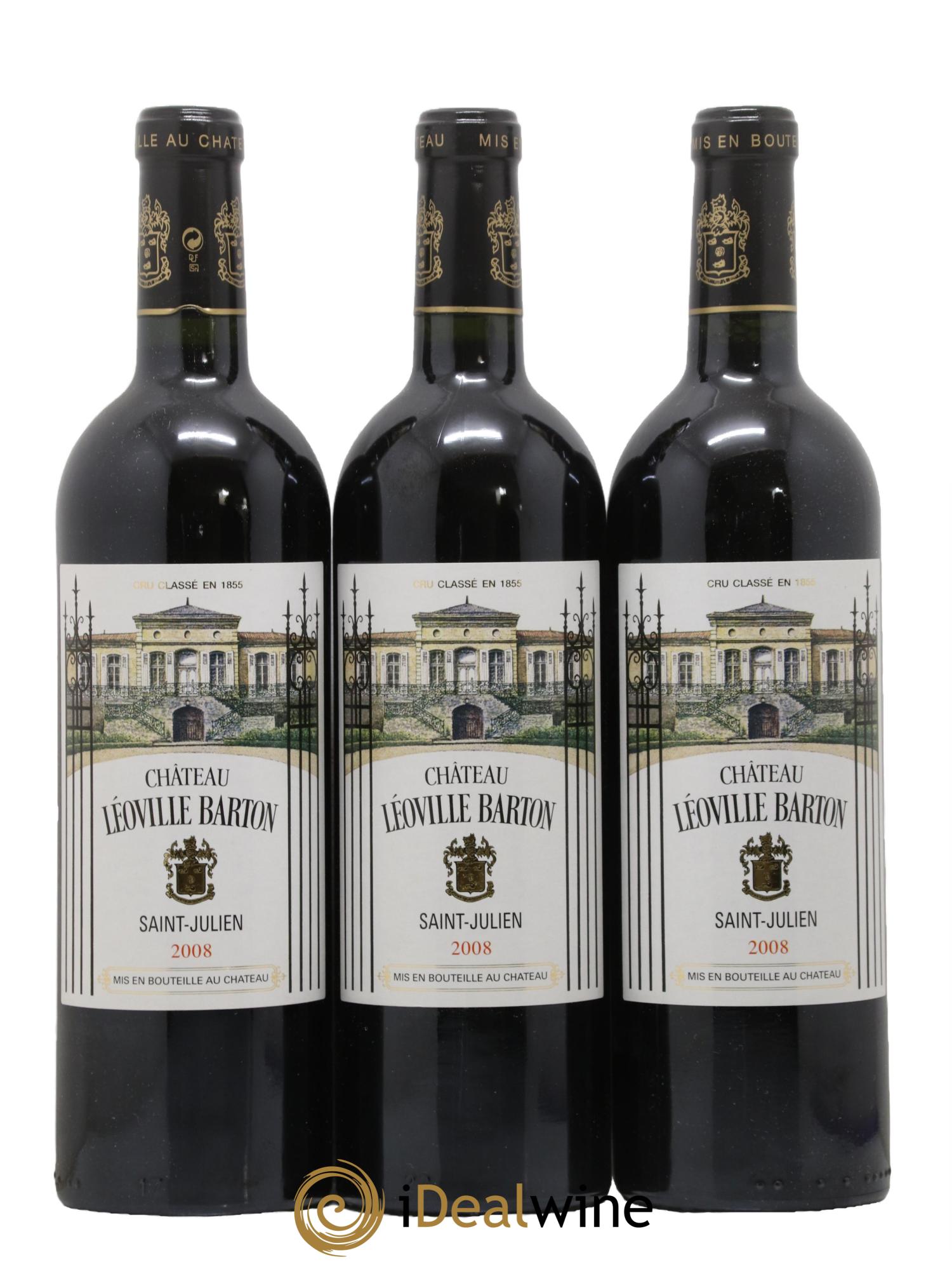 Château Léoville Barton 2ème Grand Cru Classé 2008 - Lotto di 3 bottiglie - 0