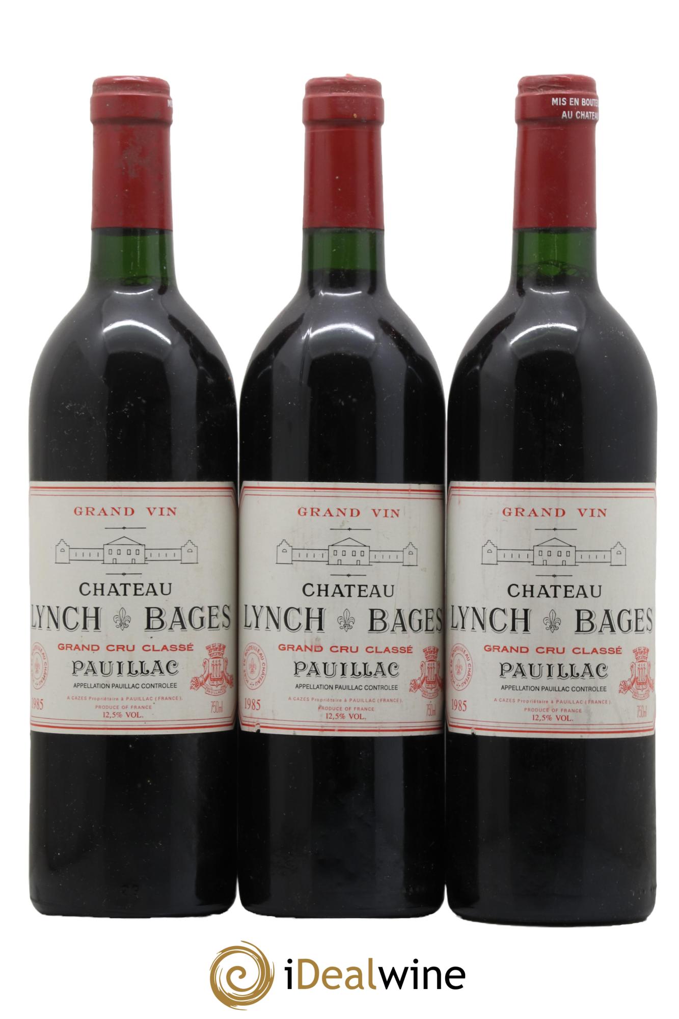 Château Lynch Bages 5ème Grand Cru Classé 1985 - Lot de 3 bouteilles - 0