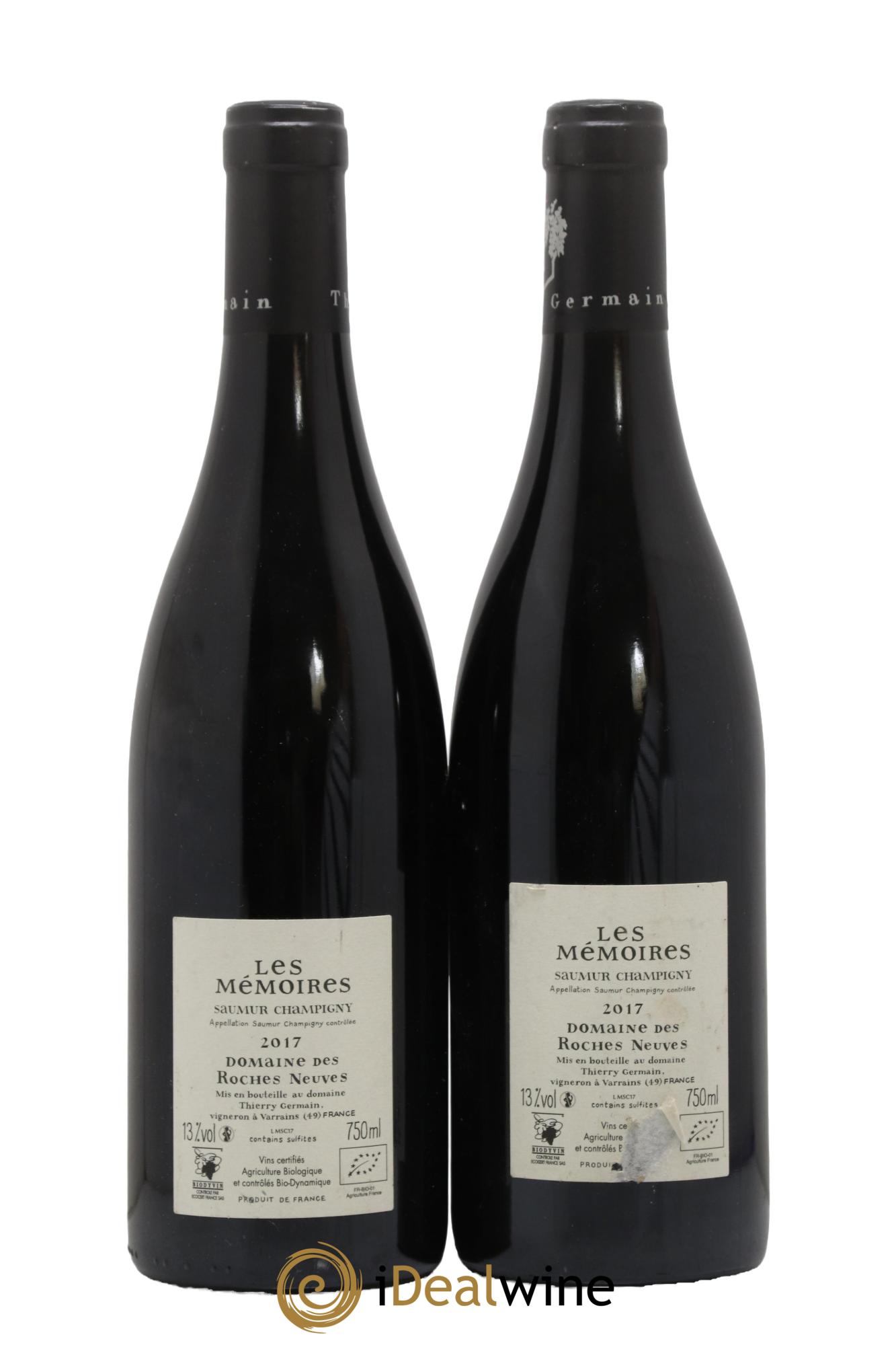 Saumur-Champigny Les Mémoires Domaine des Roches Neuves - Thierry Germain  2017 - Lot de 2 bouteilles - 1