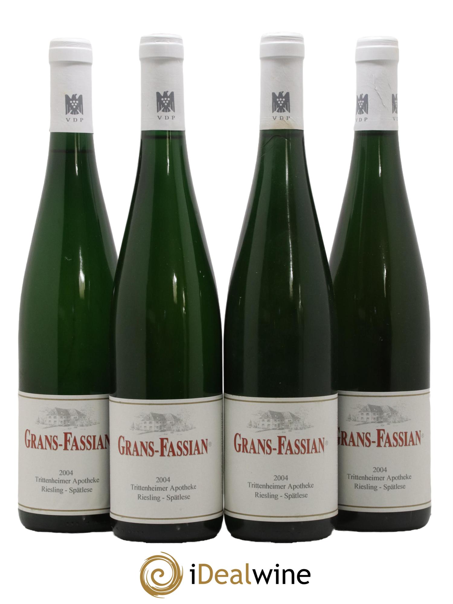 Allemagne Mosel-Saar Grans-Fassian Trittenheimer Apotheke Spätlese 2004 - Lot of 4 bottles - 0