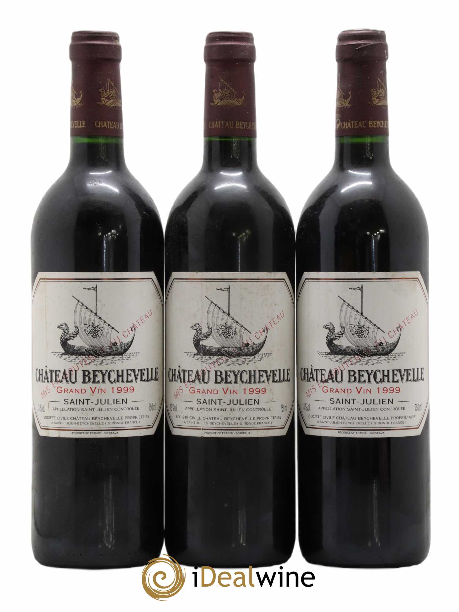 Château Beychevelle 4ème Grand Cru Classé  1999 - Lotto di 3 bottiglie - 0