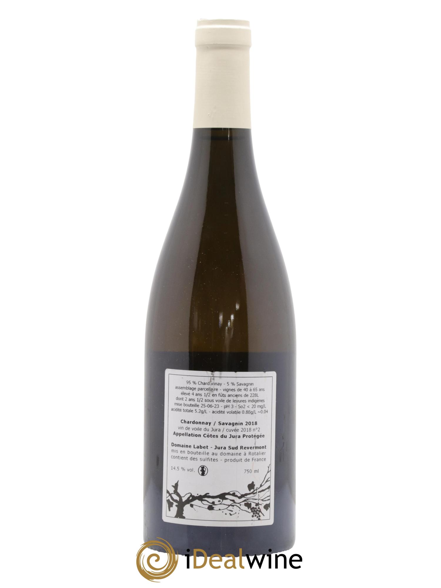 Côtes du Jura Vin de Voile Chardonnay-Savagnin cuvée de garde Romain - Julien  - Charline Labet 2018 - Lot de 1 bouteille - 1