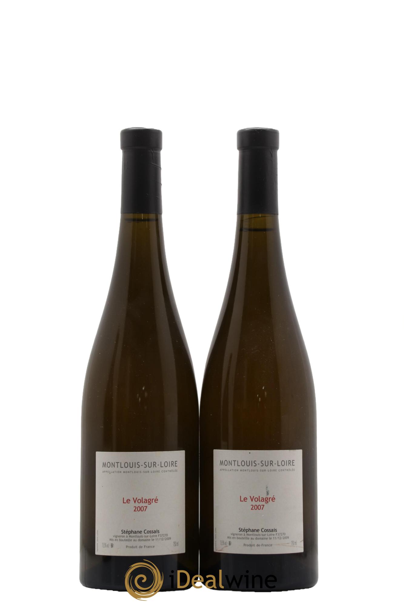 Montlouis-sur-Loire Le Volagré Stéphane Cossais  2007 - Lot de 2 bouteilles - 0