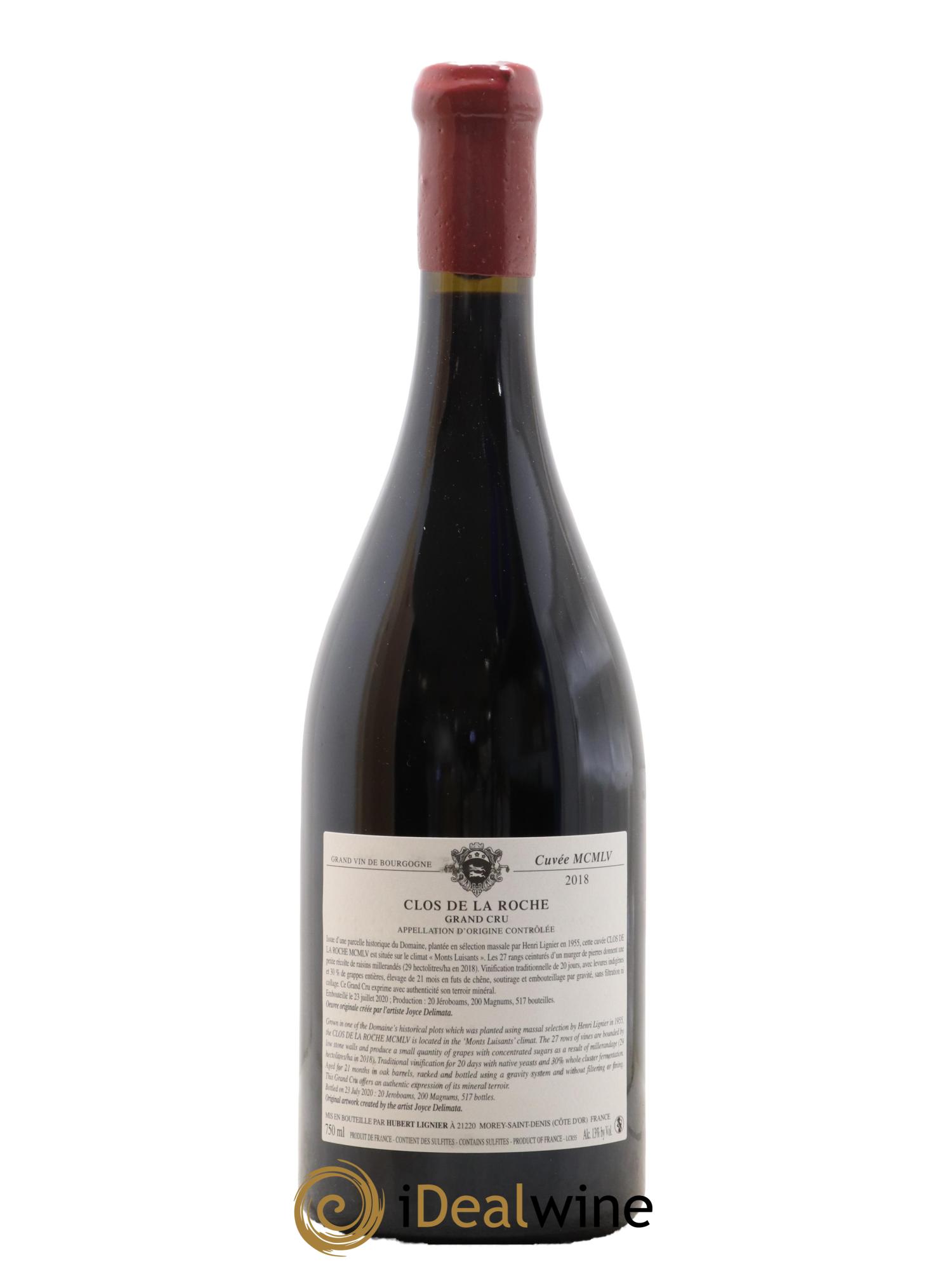 Clos de la Roche Grand Cru MCMLV Hubert Lignier (Domaine)  2018 - Lotto di 1 bottiglia - 2