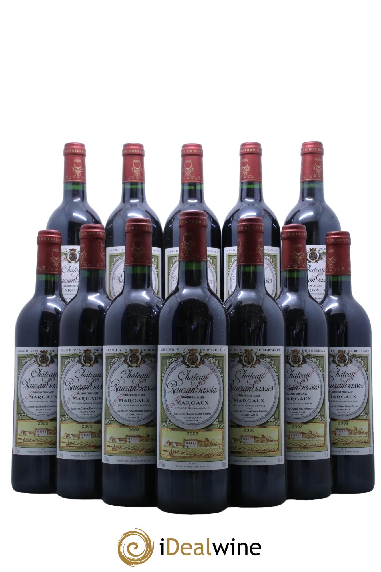 Château Rauzan-Gassies 2ème Grand Cru Classé  2003 - Lot of 12 bottles - 0