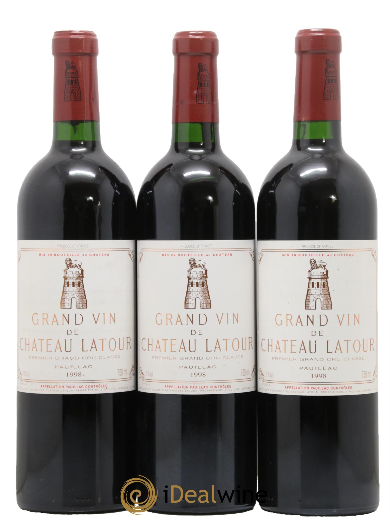 Château Latour 1er Grand Cru Classé 1998 - Lotto di 3 bottiglie - 0