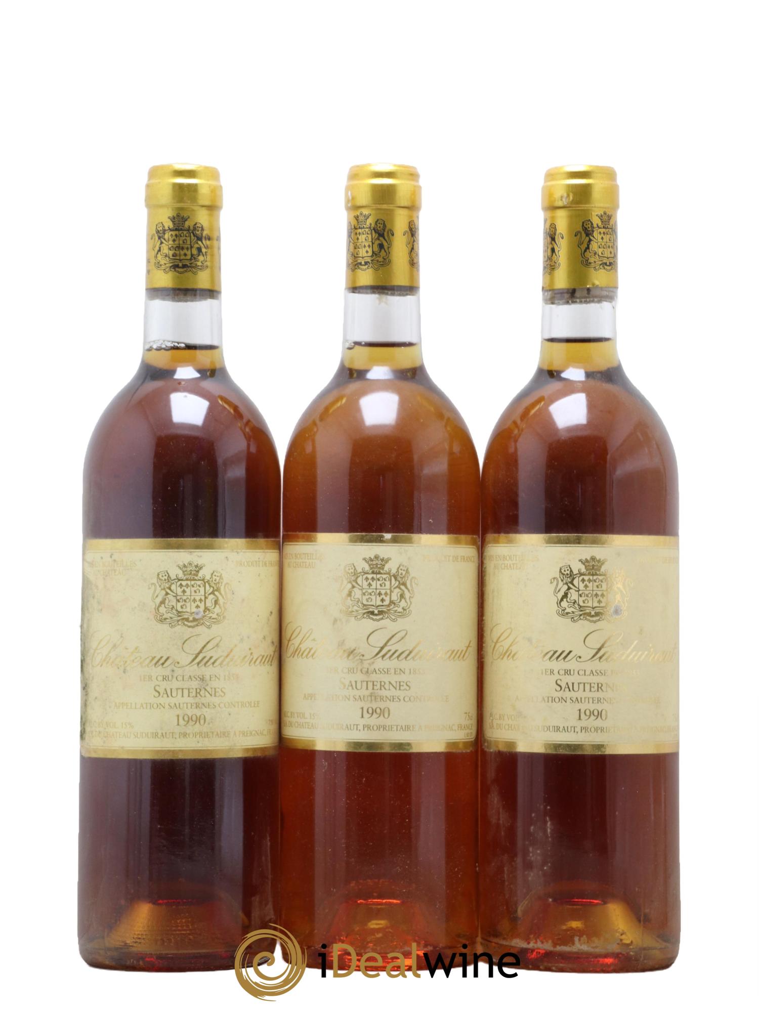 Château Suduiraut 1er Grand Cru Classé 1990 - Posten von 3 Flaschen - 0