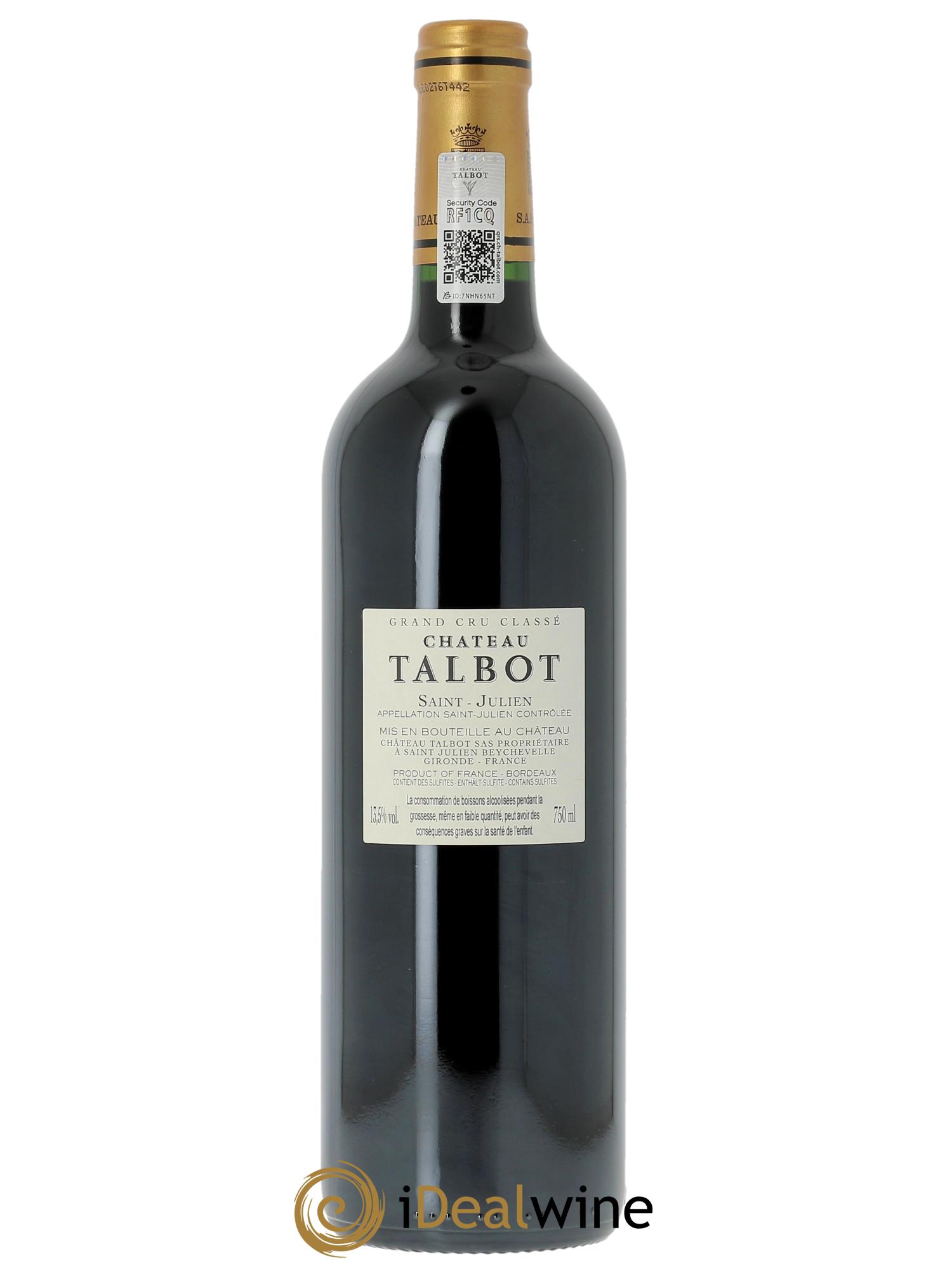 Château Talbot 4ème Grand Cru Classé  2016 - Lot of 1 bottle - 1