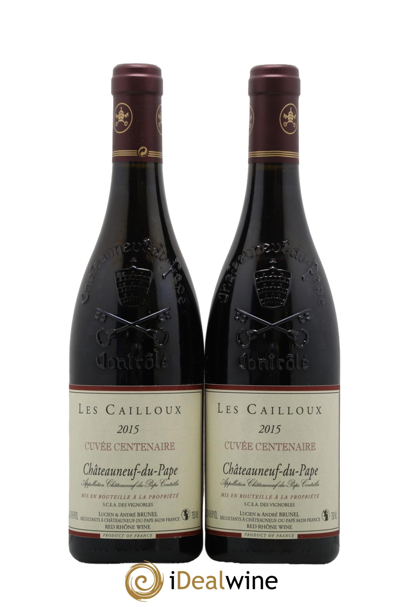 Châteauneuf-du-Pape Les Cailloux Cuvée Centenaire André Brunel 2015 - Lotto di 2 bottiglie - 0