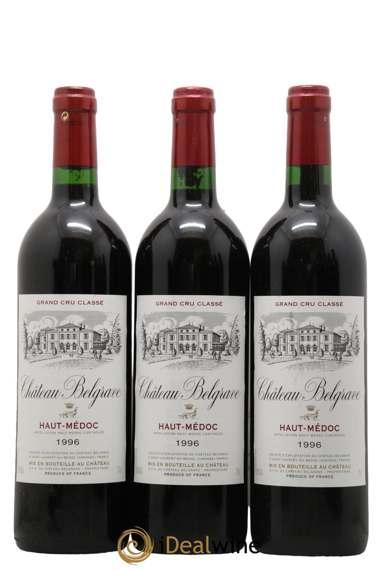 Château Belgrave 5ème Grand Cru Classé 1996 - Lot of 3 bottles - 0