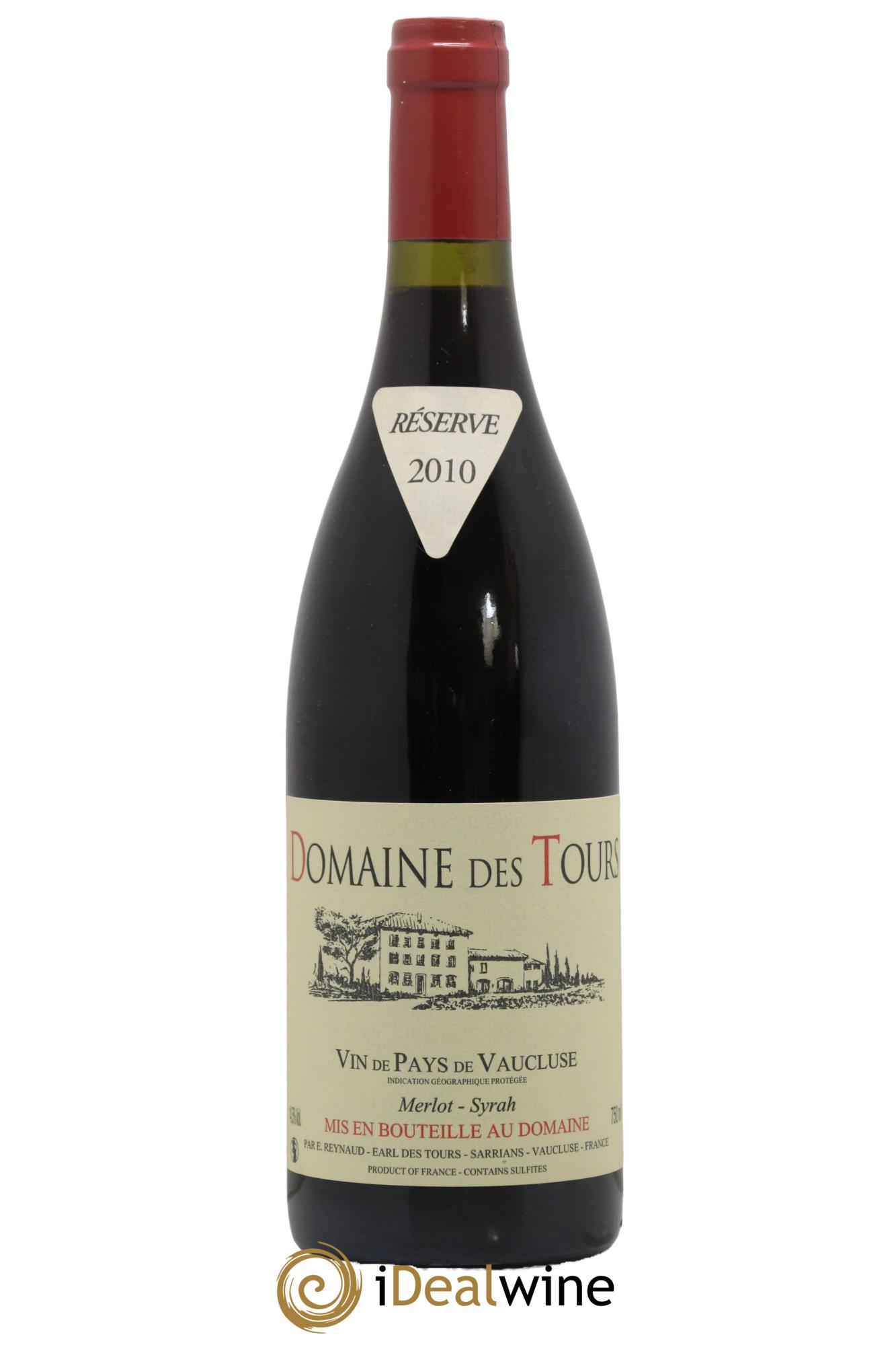 IGP Pays du Vaucluse (Vin de Pays du Vaucluse) Domaine des Tours Merlot-Syrah Emmanuel Reynaud 2010 - Lotto di 1 bottiglia - 0