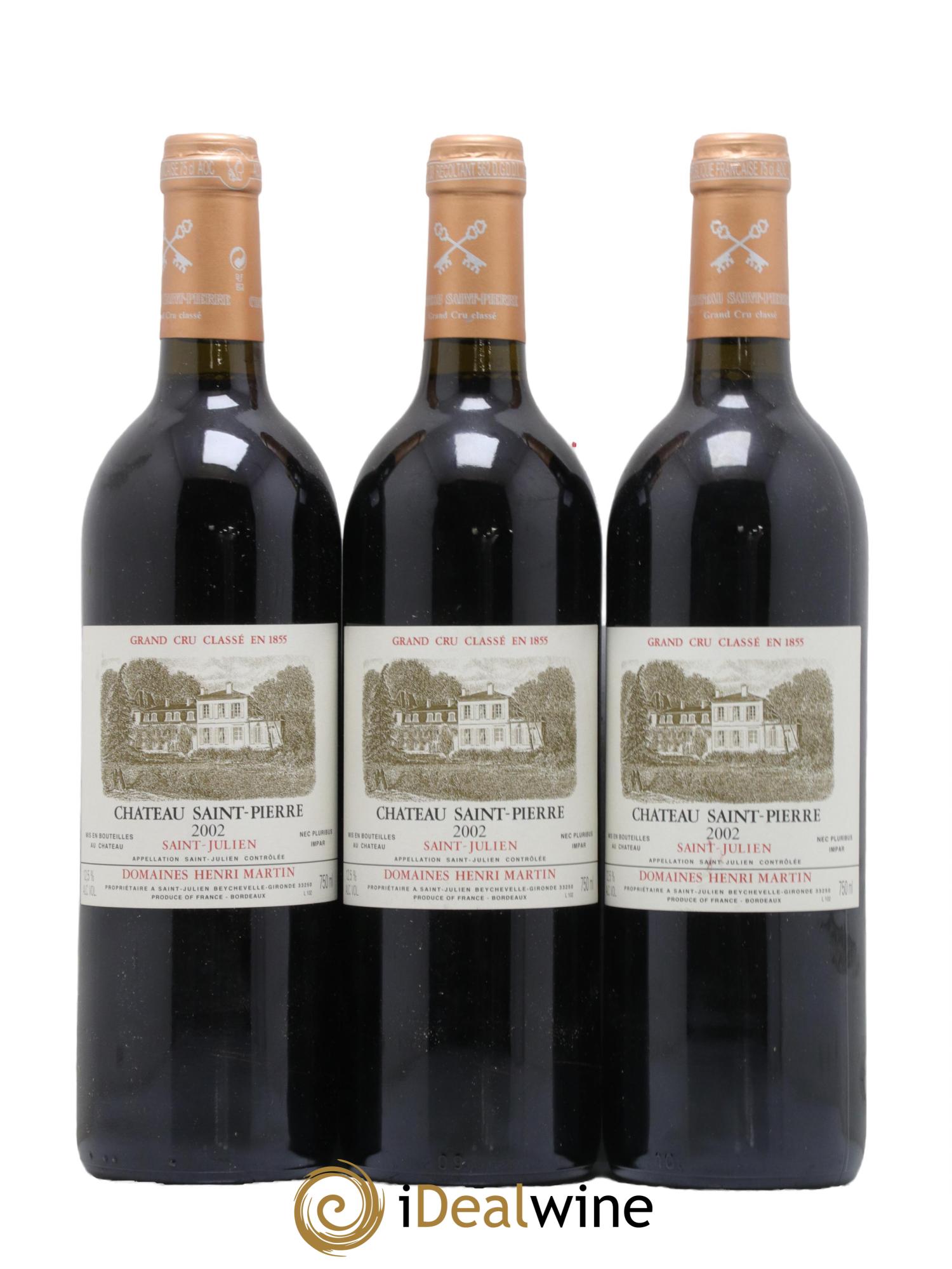 Château Saint-Pierre 4ème Grand Cru Classé  2002 - Lot of 3 bottles - 0