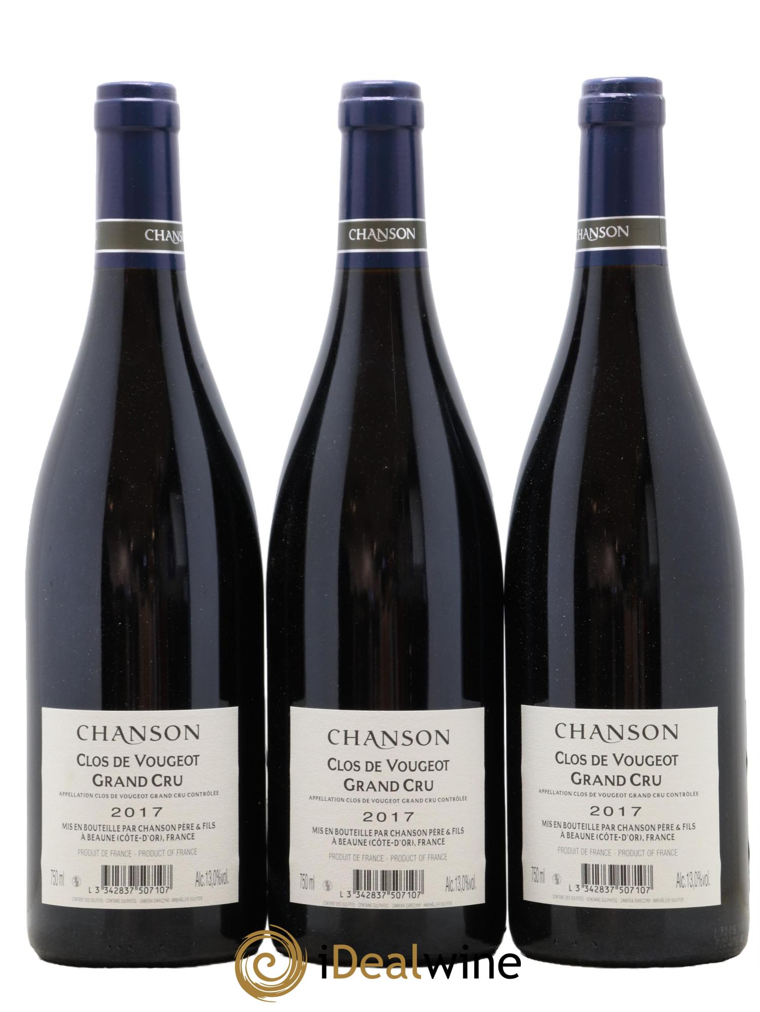 Clos de Vougeot Grand Cru Chanson 2017 - Lot de 3 bouteilles - 1