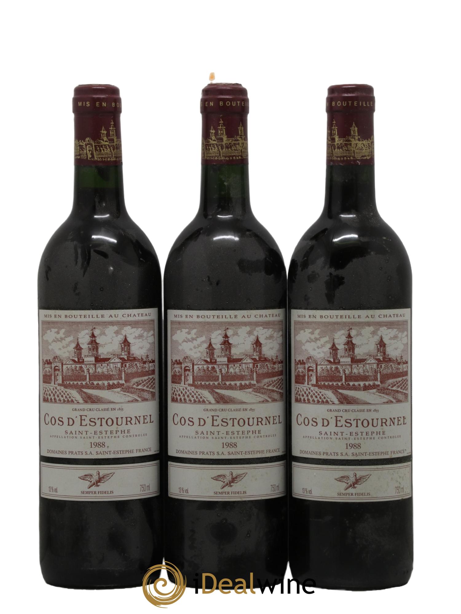 Cos d'Estournel 2ème Grand Cru Classé 1988 - Lotto di 3 bottiglie - 0