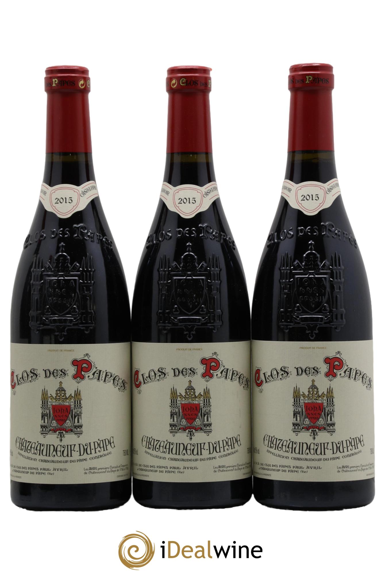 Châteauneuf-du-Pape Clos des Papes - Paul Avril 2015 - Lot de 3 bouteilles - 0