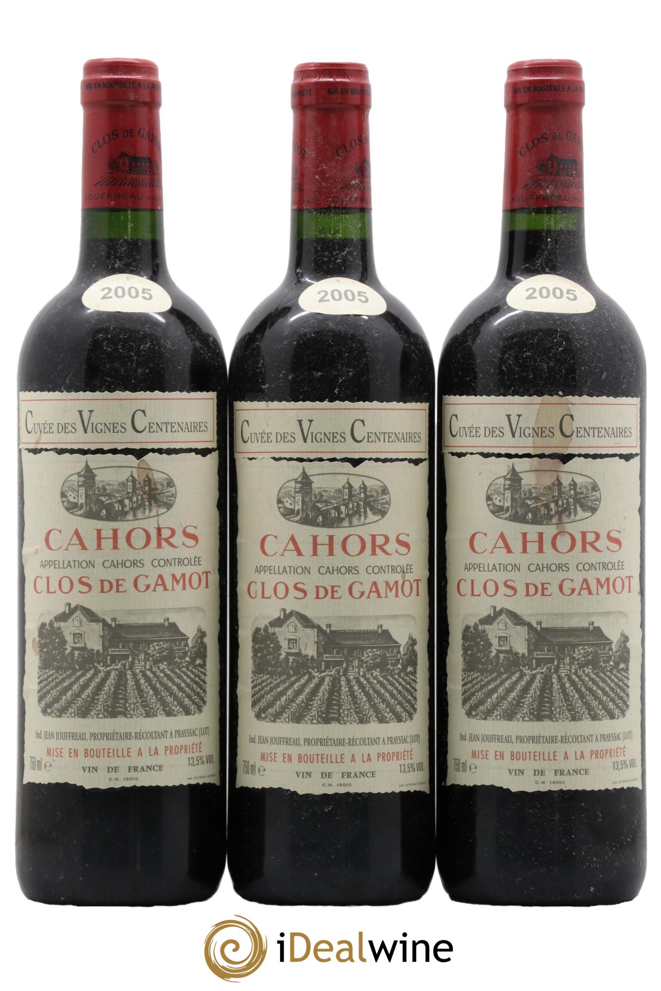 Cahors Clos de Gamot Cuvée des Vignes Centenaires 2005 - Lot de 3 bouteilles - 0