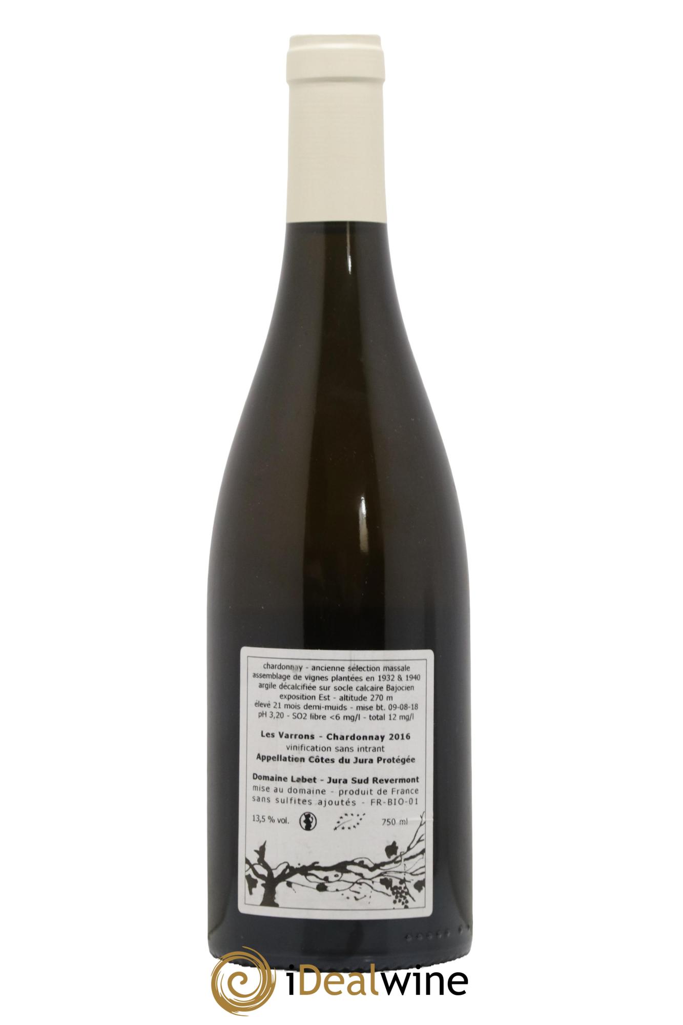 Côtes du Jura Chardonnay Les Varrons Romain - Julien  - Charline Labet 2016 - Lot de 1 bouteille - 1