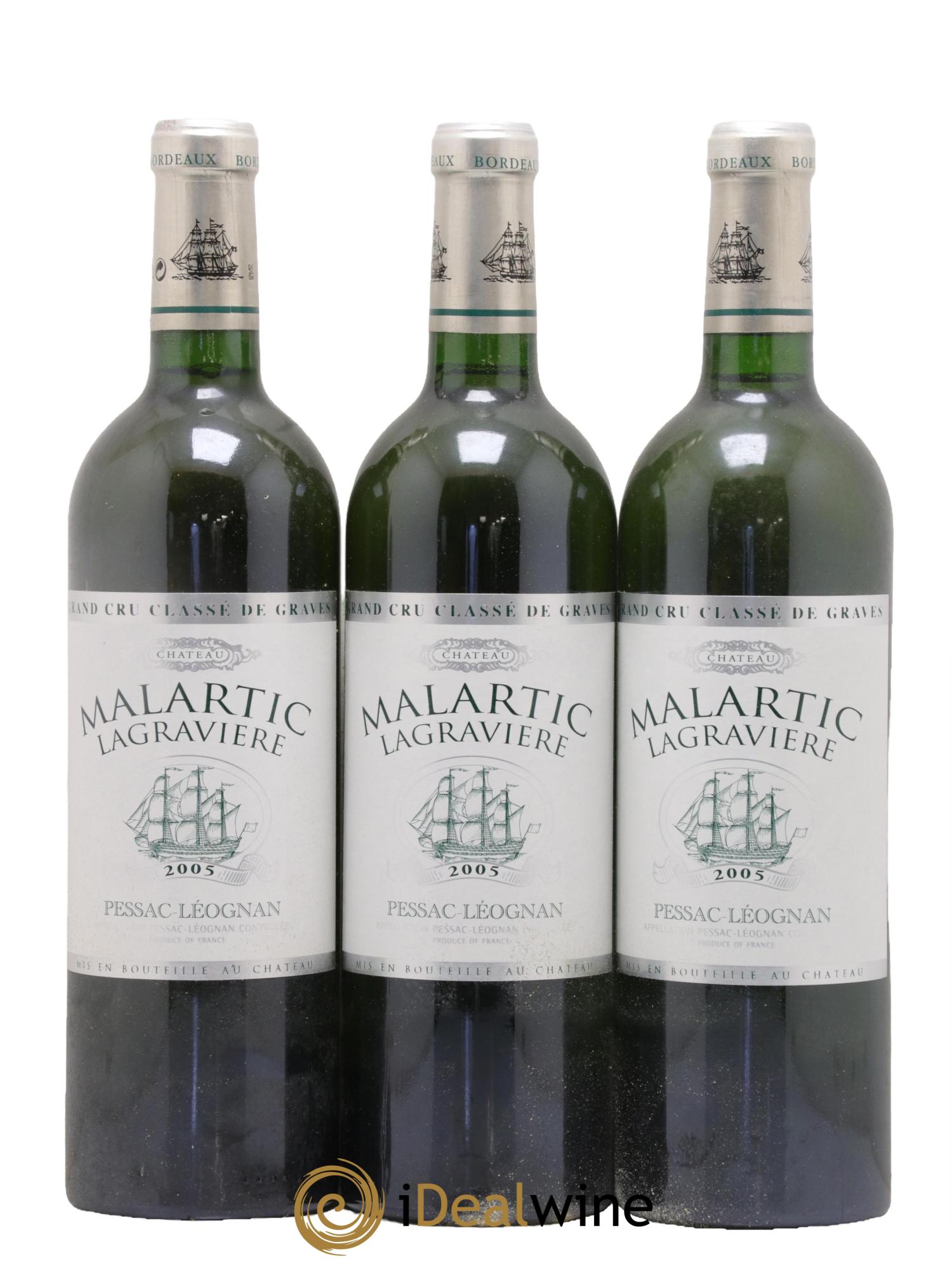 Château Malartic-Lagravière Cru Classé de Graves 2005 - Posten von 3 Flaschen - 0