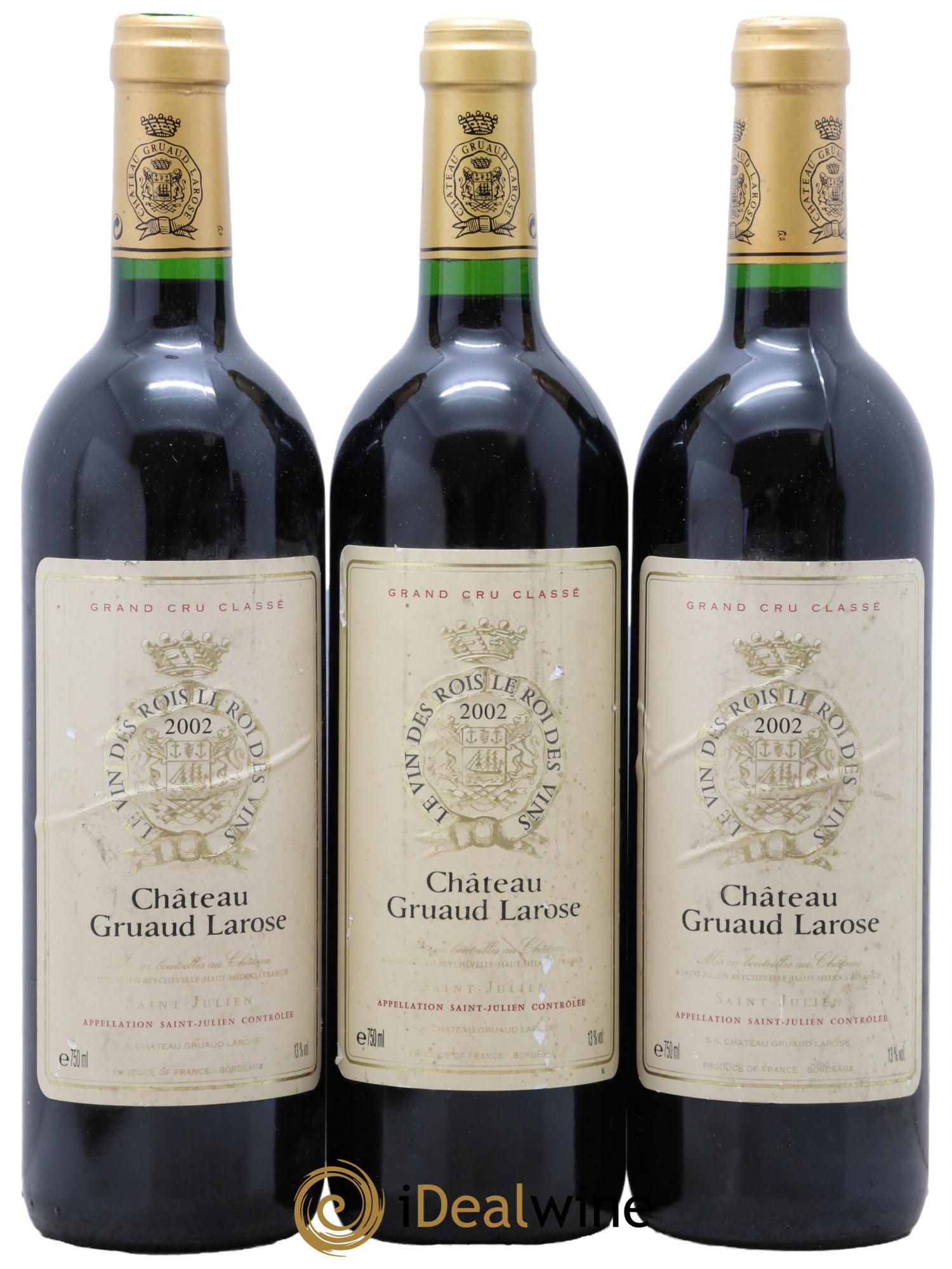 Château Gruaud Larose 2ème Grand Cru Classé  2002 - Lot de 3 bouteilles - 0