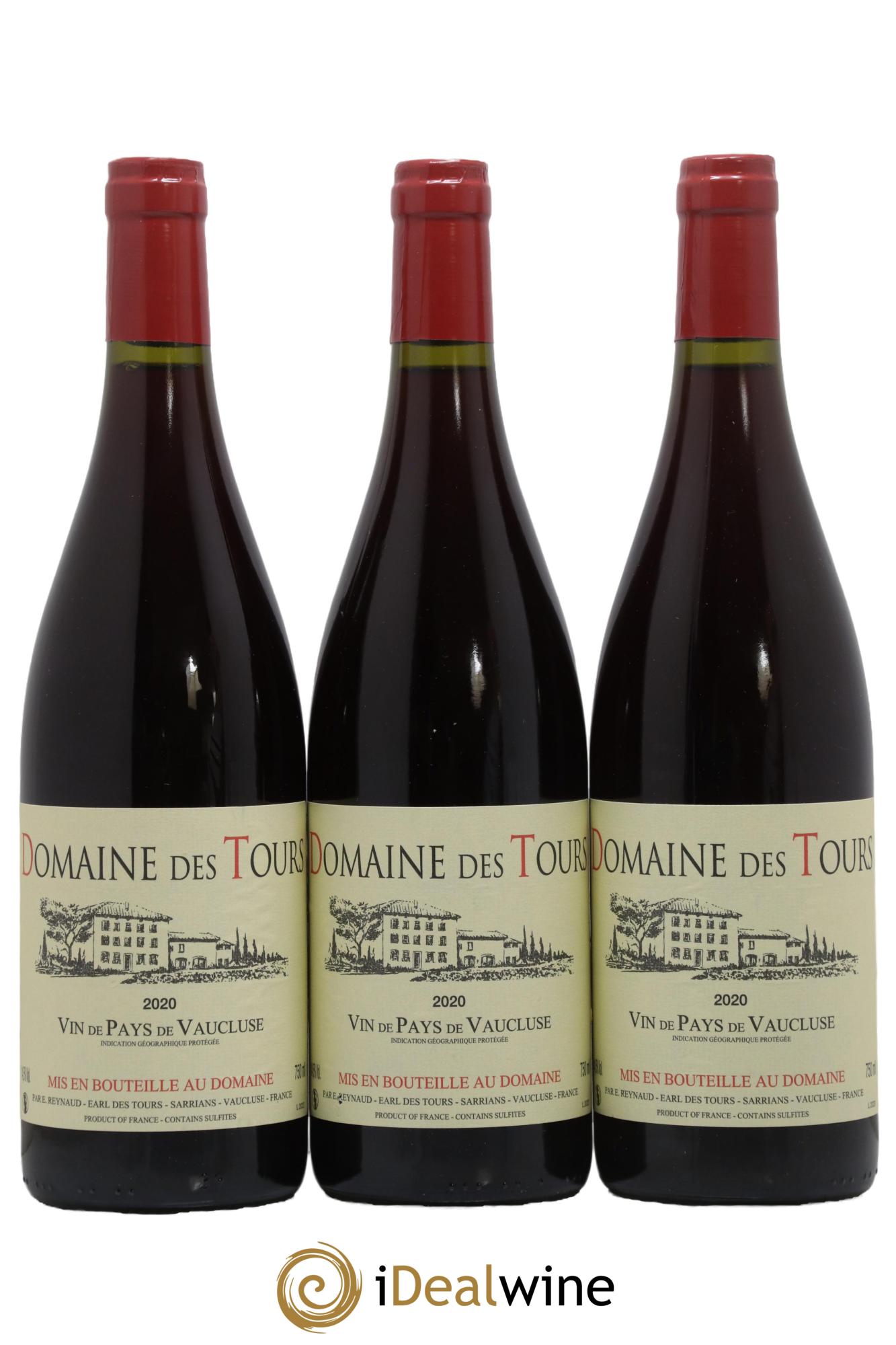 IGP Vaucluse (Vin de Pays de Vaucluse) Domaine des Tours Emmanuel Reynaud 2020 - Lot de 3 bouteilles - 0