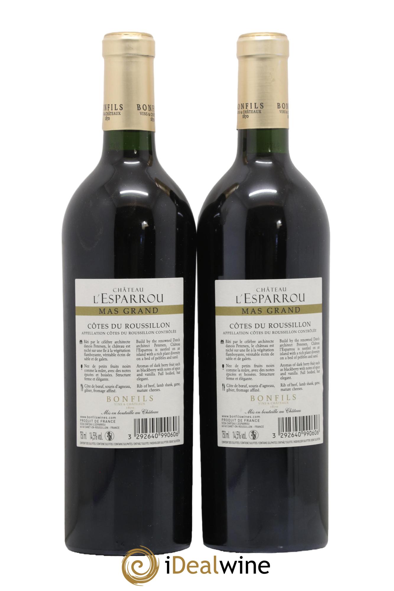 Côtes du Roussillon Mas Grand Chateau L Esparrou 2015 - Lot de 2 bouteilles - 1