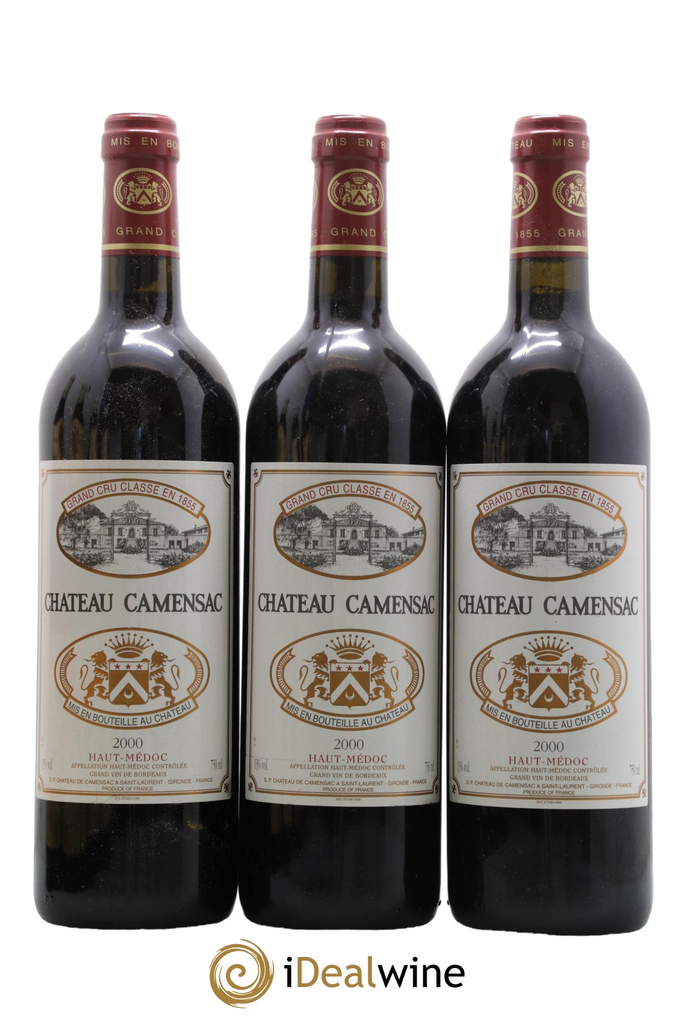 Château Camensac 5ème Grand Cru Classé 2000 - Lotto di 3 bottiglie - 0