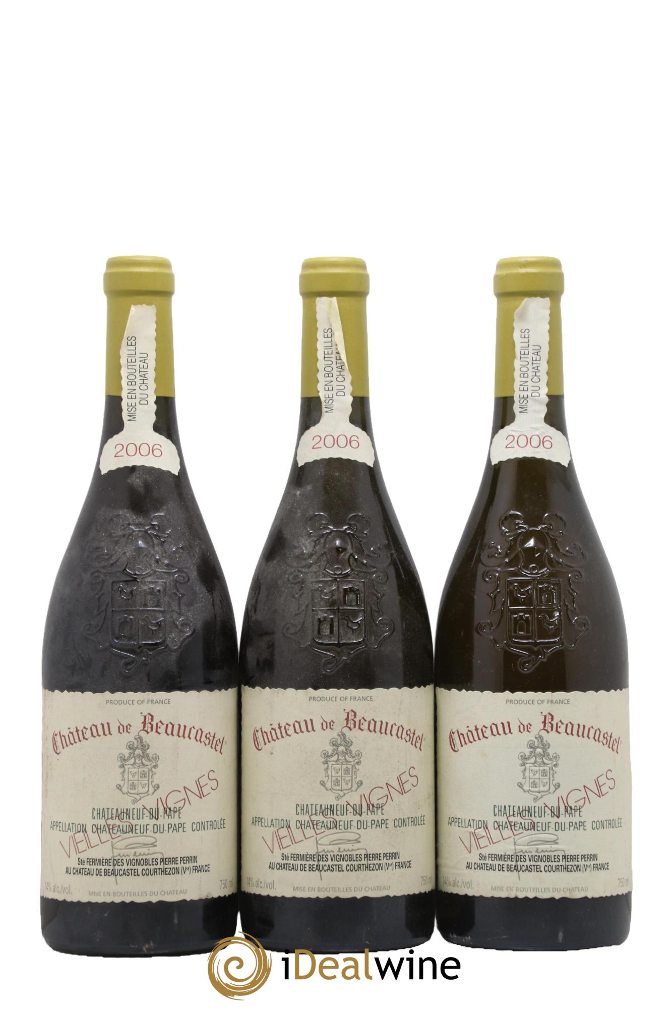 Châteauneuf-du-Pape Château de Château de Beaucastel Vieilles vignes Roussanne Famille Perrin 2006 - Lotto di 3 bottiglie - 0