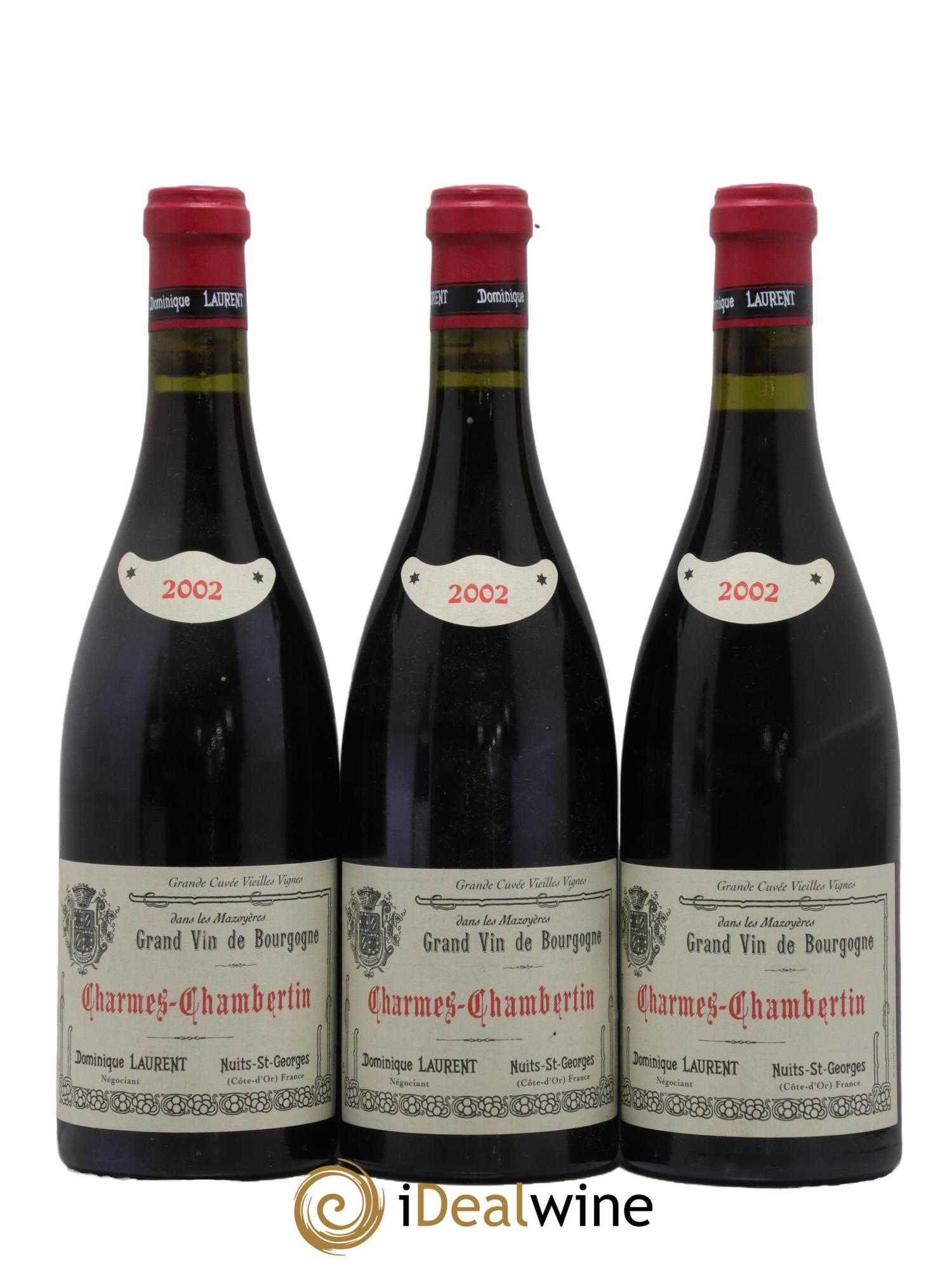 Charmes-Chambertin Grand Cru Vieilles Vignes Dominique Laurent 2002 - Lot of 3 bottles - 0