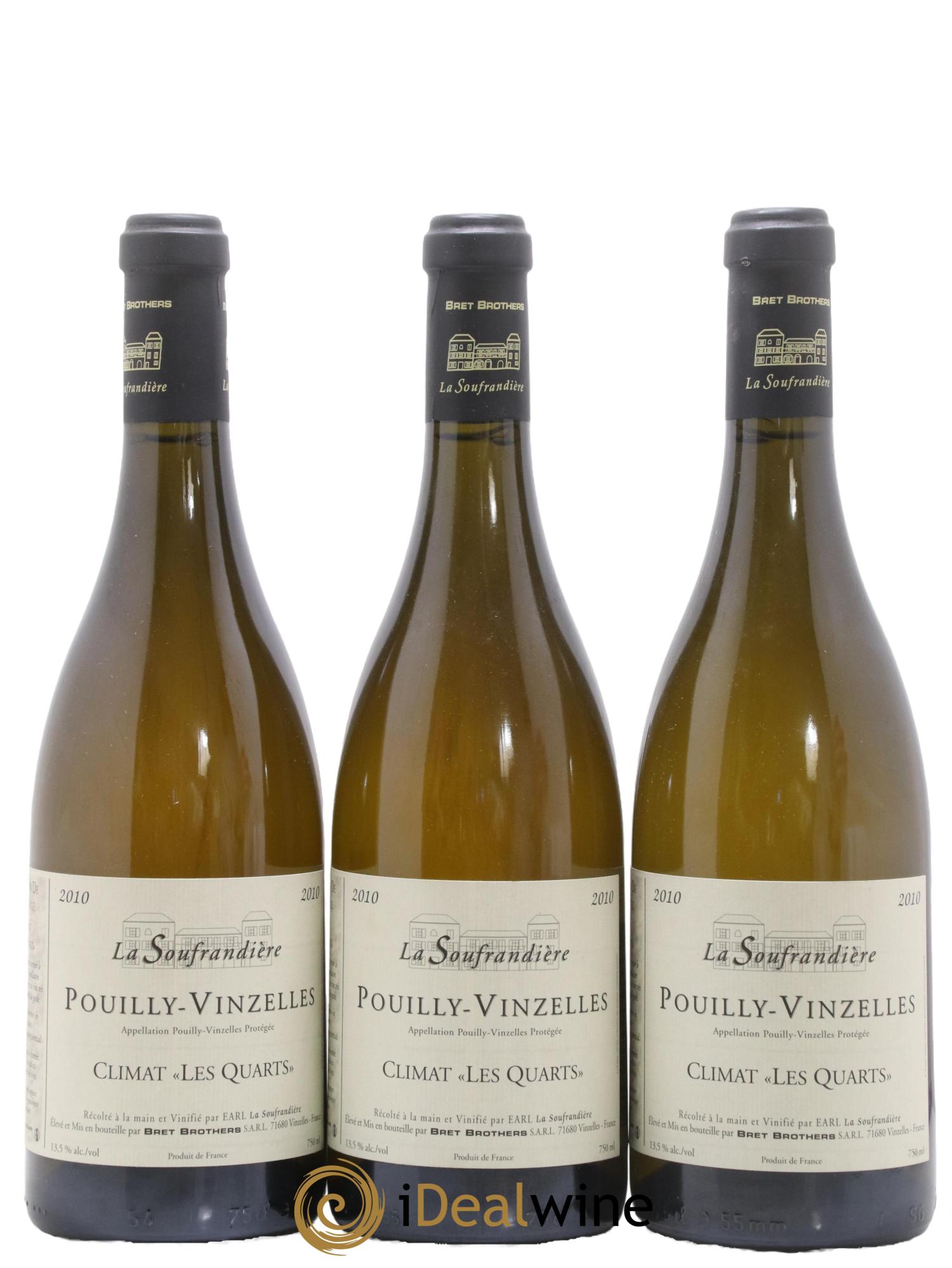 Pouilly-Vinzelles Les Quarts La Soufrandière - Bret Brothers 2010 - Lot de 3 bouteilles - 0