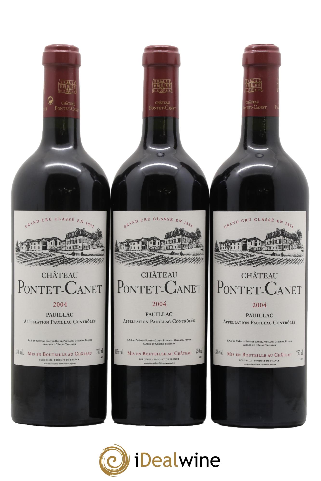 Château Pontet Canet 5ème Grand Cru Classé 2004 - Lot of 3 bottles - 0