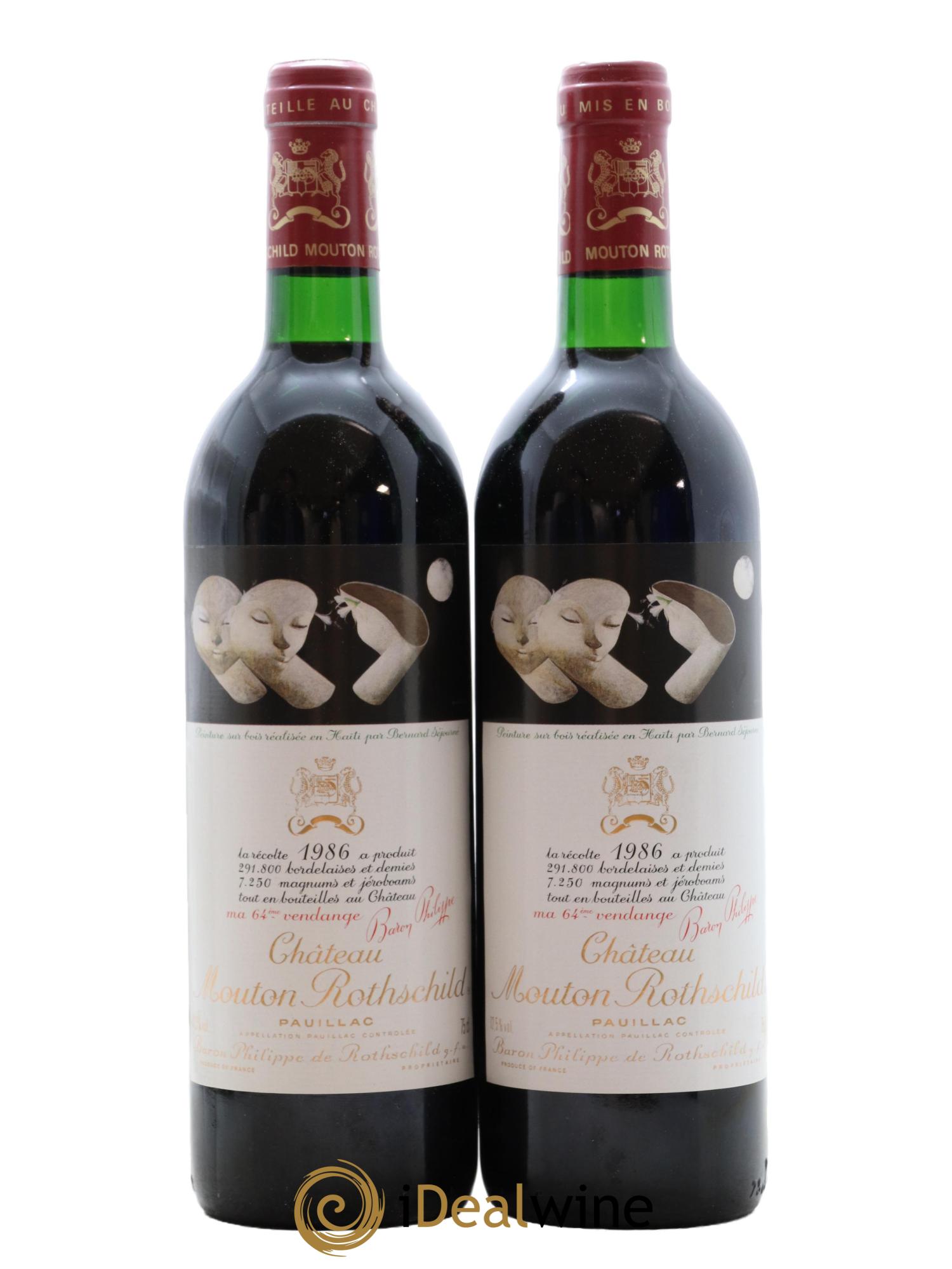 Château Mouton Rothschild 1er Grand Cru Classé 1986 - Lot of 2 bottles - 0