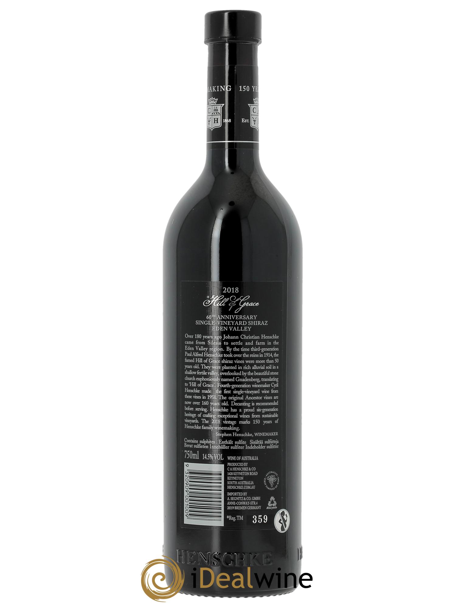 Eden Valley Hill of Grace Shiraz Henschke  2018 - Lotto di 1 bottiglia - 2