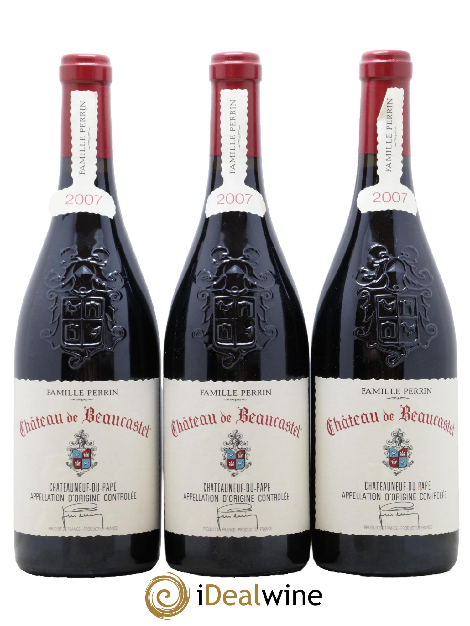 Châteauneuf-du-Pape Château de Beaucastel Famille Perrin 2007 - Lot de 3 bouteilles - 0