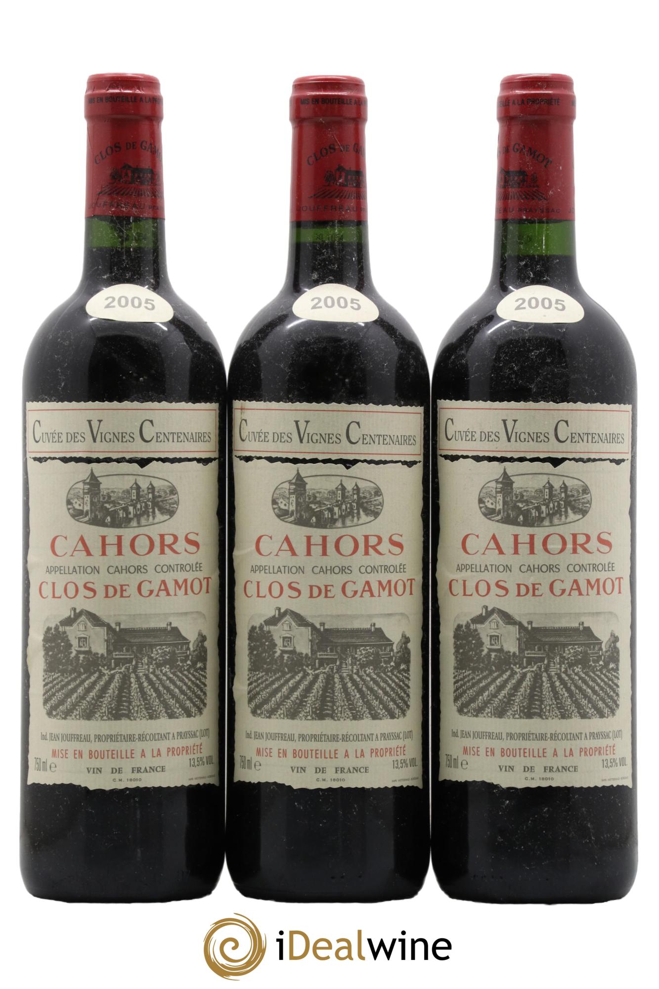 Cahors Clos de Gamot Cuvée des Vignes Centenaires 2005 - Lot of 3 bottles - 0