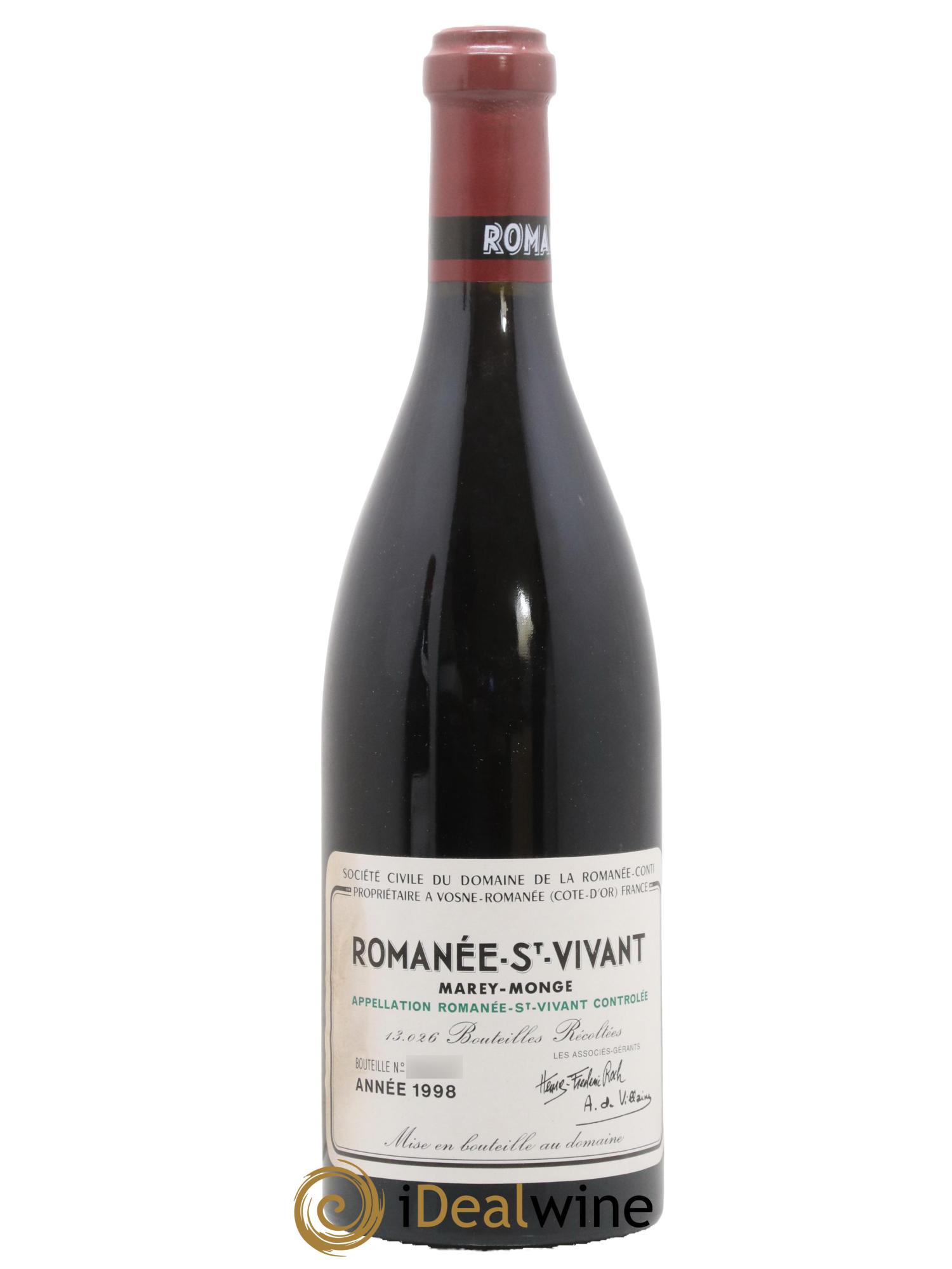 Romanée-Saint-Vivant Grand Cru Domaine de la Romanée-Conti 1998 - Lot de 1 bouteille - 0